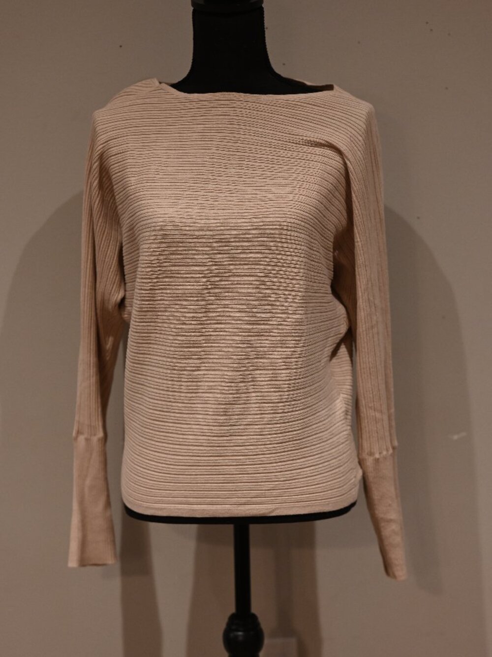 RW&CO Ribbed Knit Sweater Medium Blush Beige